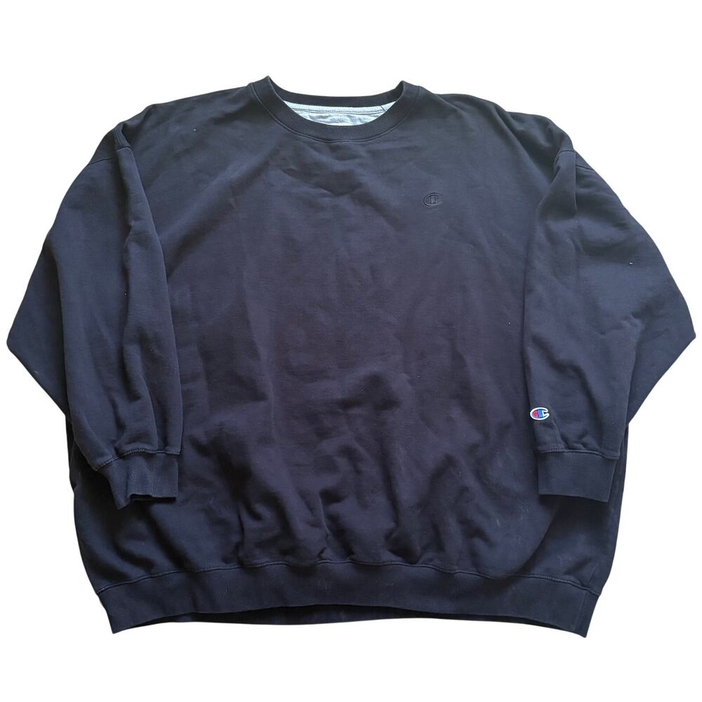 Champion Black Crewneck Sweatshirt Color Match Logo Men’s Big & Tall 6XL